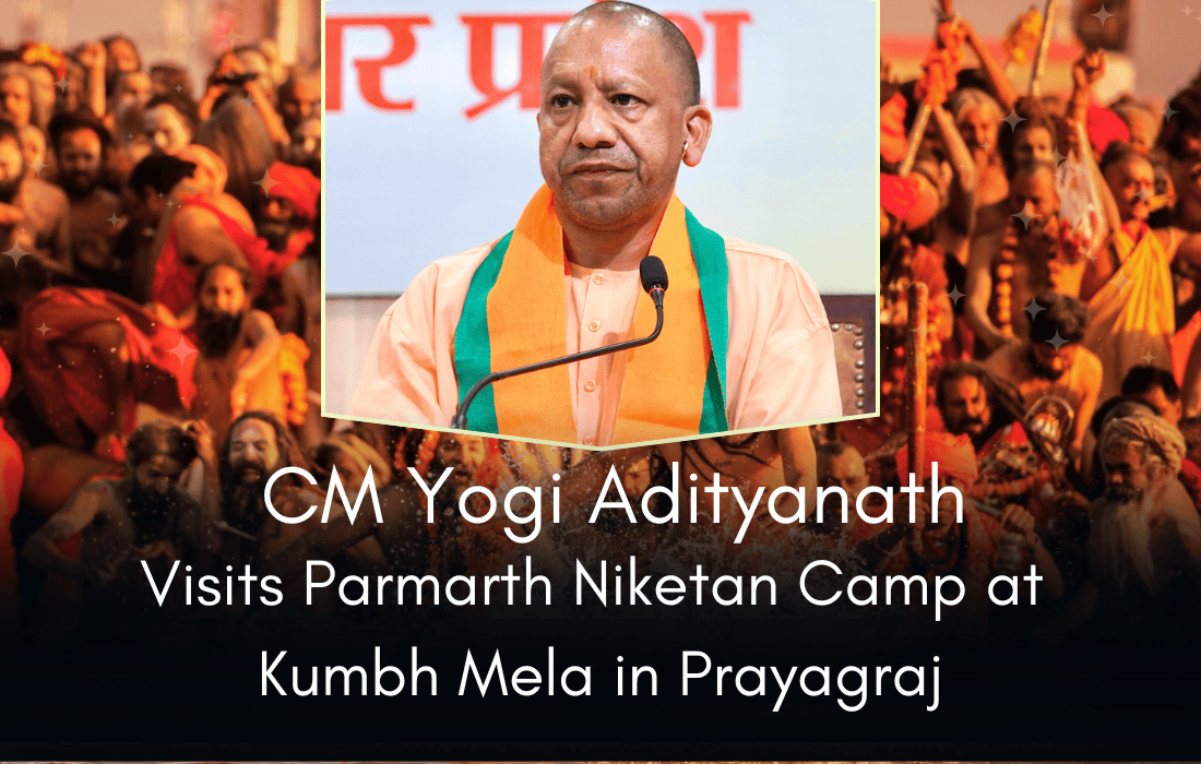 CM Yogi Adityanath Visits Parmarth Niketan Camp at Kumbh Mela in Prayagraj